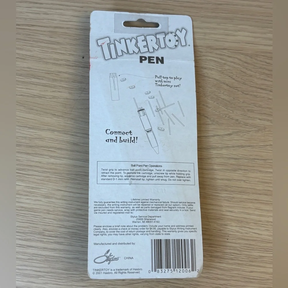 Vintage 2001 Hasbro Collectable Tinkertoy Pen‎ NEW